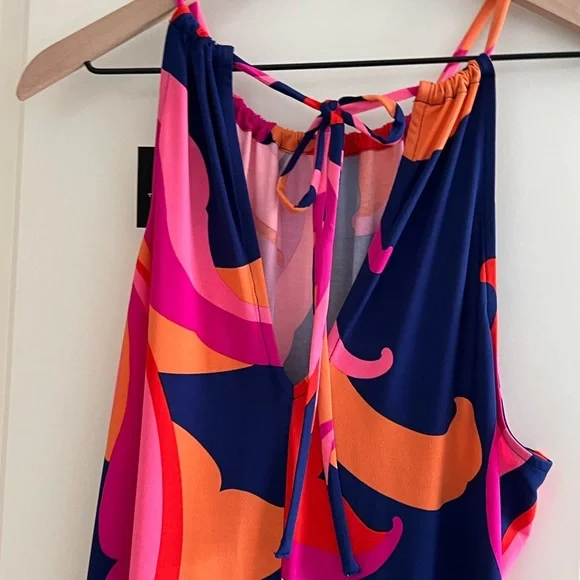 NWT Trina Turk Floral Scroll Halter Maxi Dress Size L - Picture 3 of 10